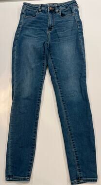 American Eagle Super Hi-Rise Jegging Size 4 Regular Medium Wash Stretch Denim